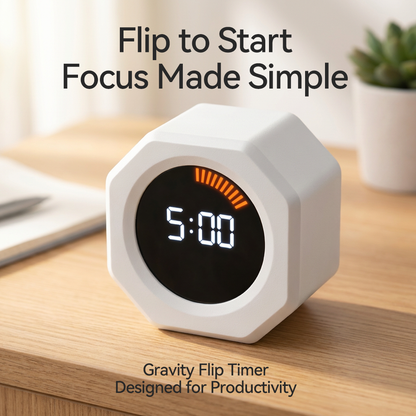 ⏳ Gravity Flip Timer Cube – Rechargeable Productivity Timer with Preset Countdown for Study, Work & Focus