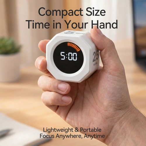 ⏳ Gravity Flip Timer Cube – Rechargeable Productivity Timer with Preset Countdown for Study, Work & Focus