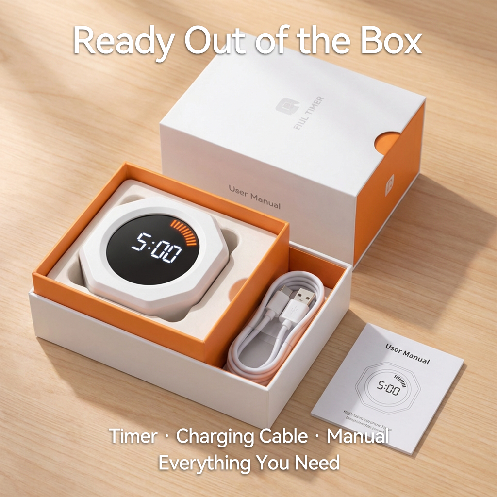 ⏳ Gravity Flip Timer Cube – Rechargeable Productivity Timer with Preset Countdown for Study, Work & Focus